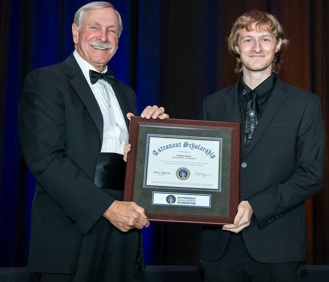 Receiving the Astronaut Scholarship from Curt Brown
