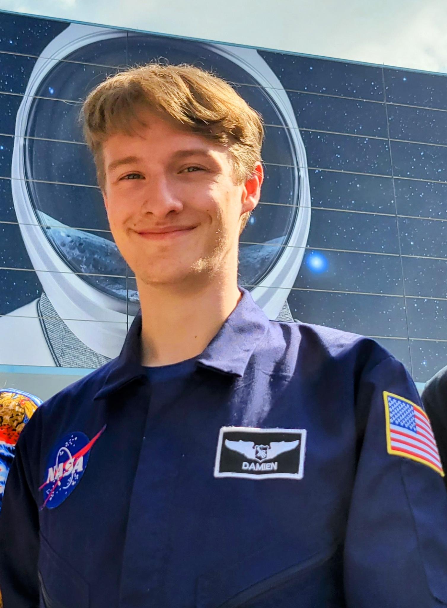 Damien Koon at Space Center Houston entrance